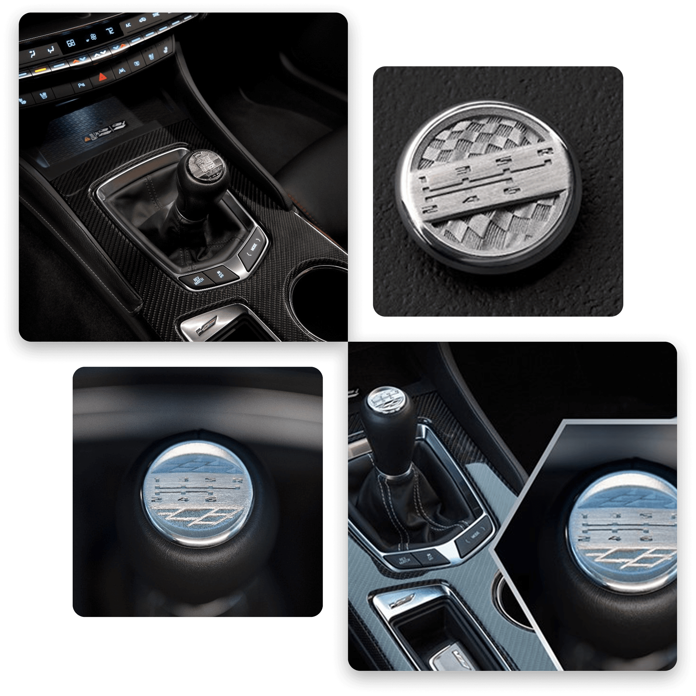 Cosmetic automotive components — shift knobs and interior trim