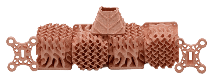 Copper heat exchanger cores with internal lattice structures