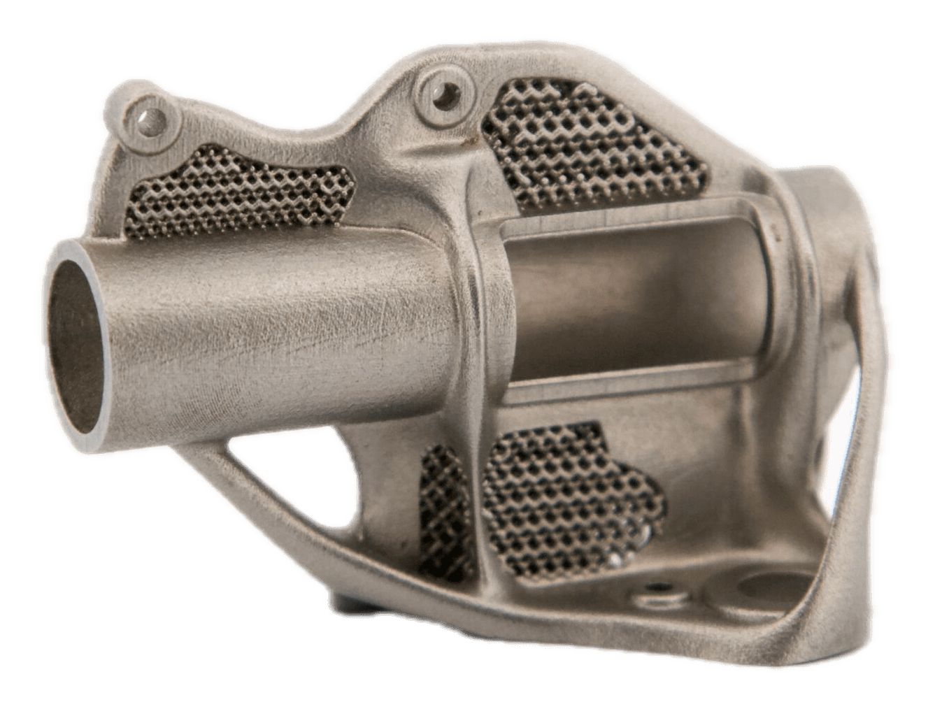 Additively manufactured metal bracket with lattice infill