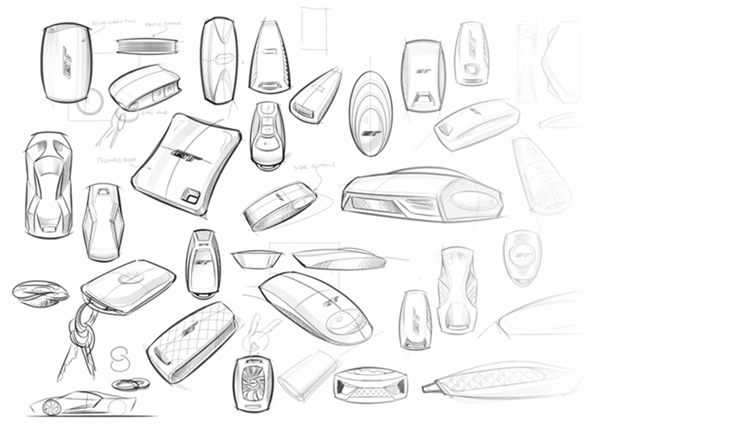 Tooling and prototyping design sketches of automotive parts